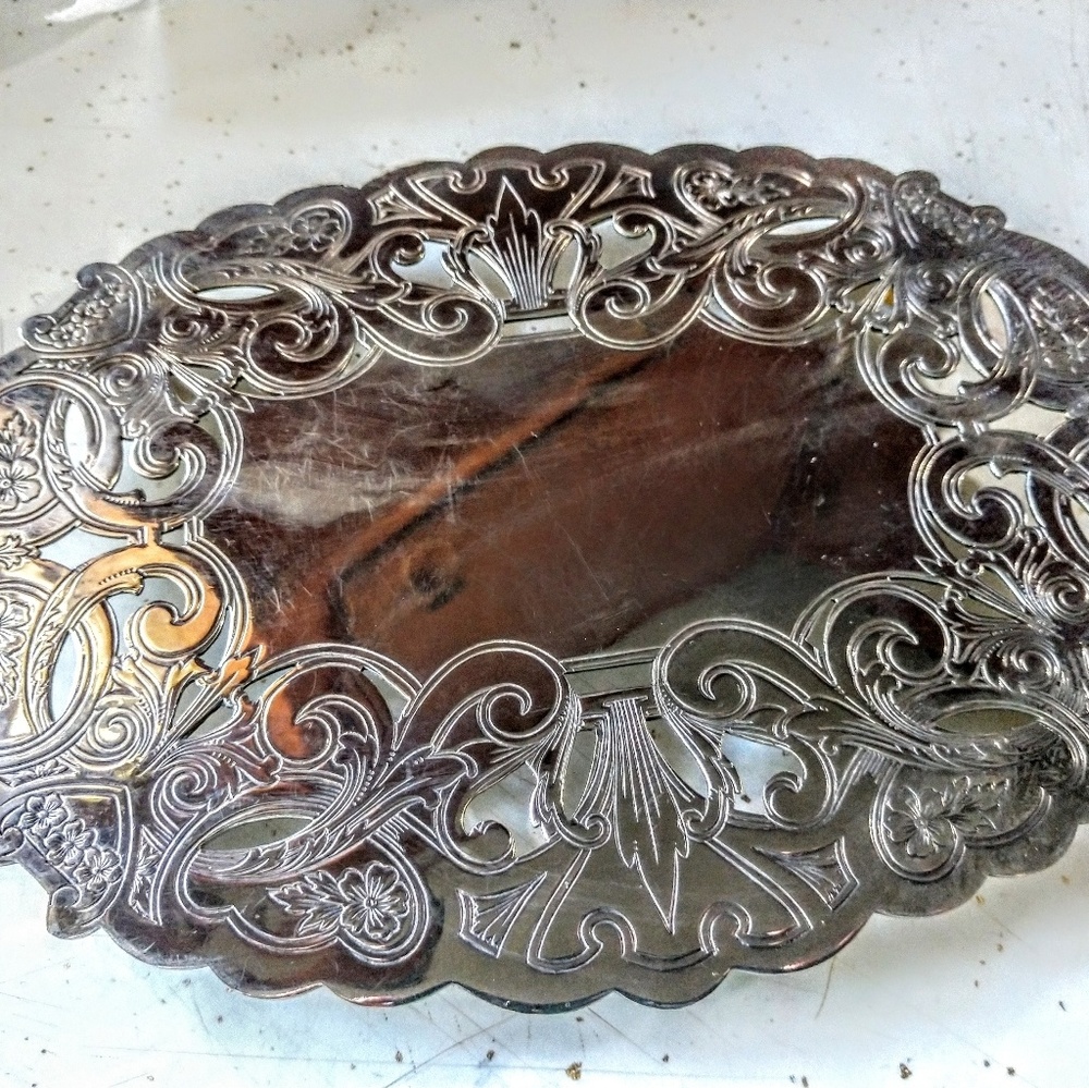 Vintage Pierced Silver Plated Tray by Wallace
